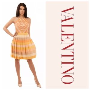 Valentino Silk Geometric Pleated Dress